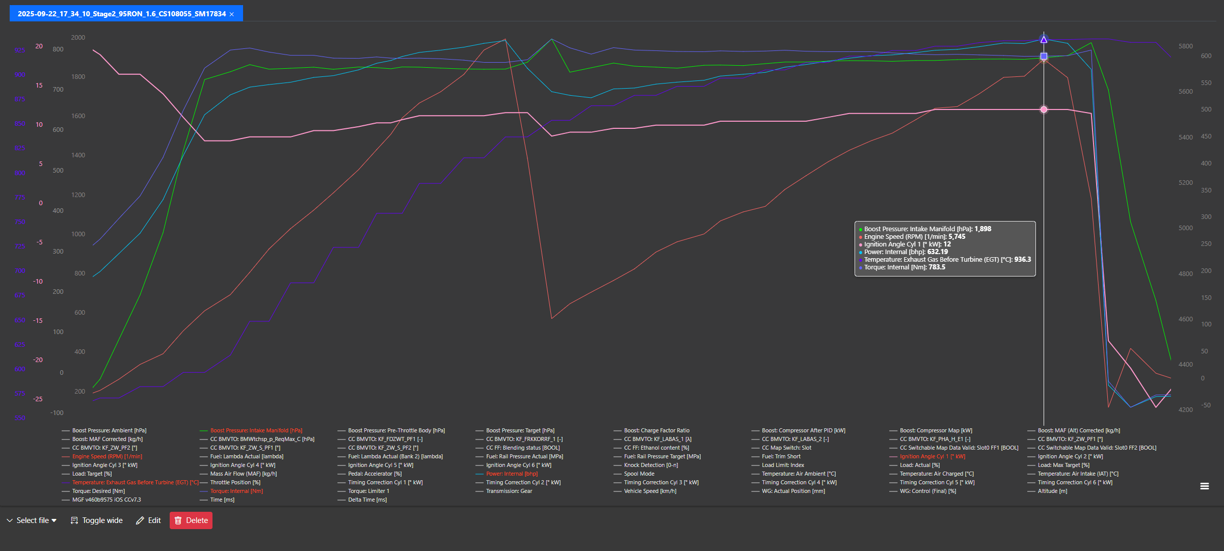 MG Flasher Logger data screen